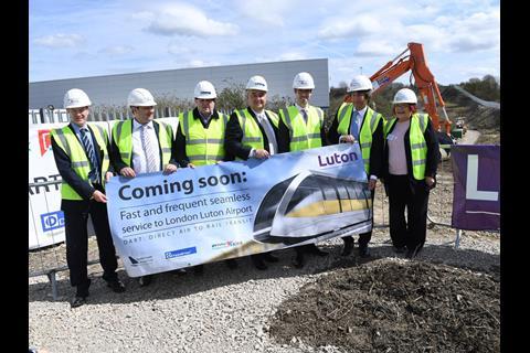 A groundbreaking ceremony for the Luton DART peoplemover was held on April 17.